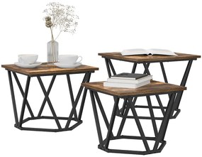 vidaXL Τραπεζάκι σαλονιού 3 pcs Καπνιστή δρυς 50 x 50 x 40 cm