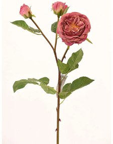 Τεχνητό Κλωνάρι Τριαντάφυλλο 5180-7 61cm Pink Supergreens Πολυαιθυλένιο