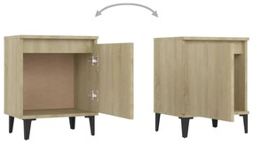 vidaXL Κομοδίνο Sonoma Δρυς 40 x 30 x 50 εκ. με Μεταλλικά Πόδια