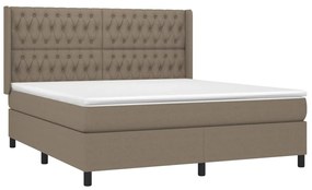 vidaXL Κρεβάτι Boxspring με Στρώμα Taupe 180x200 εκ. Υφασμάτινο