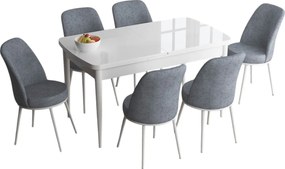 Extendable Dining Table &amp; Chairs Set (7 Pieces) Han - White, Grey White
Grey