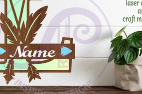 Σετ των 2 Intra απο ξύλο plywood 3mm-4mm πάχος Boho Capital Monogram Letter L Δίασταση 30x20 cm INTRAFABR-86123397