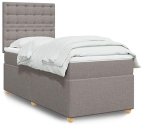 Κρεβάτι Boxspring με Στρώμα Taupe 100 x 200 εκ. Υφασμάτινο - Μπεζ-Γκρι