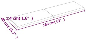 Πάγκος Μπάνιου Αν. Καφέ 160x40x(2-4) εκ. Επεξεργ. Μασίφ Ξύλο - Καφέ