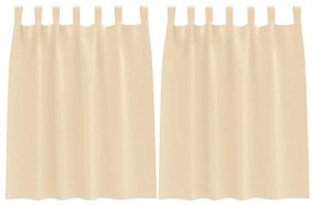 vidaXL Κουρτίνες με κουρτίνες 2 pcs Κρεμ Πολυεστέρας