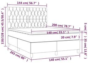 Κρεβάτι Boxspring με Στρώμα Μαύρο 140x200 εκ. Υφασμάτινο - Μαύρο