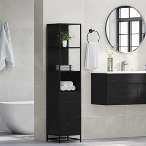 vidaXL Ντουλάπι Μπάνιου με συρτάρι Μαύρη δρυς 35 x 37.5 x 166 εκ.