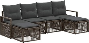 vidaXL Σετ Καναπέ Κήπου 6 pcs Γκρι συνθετικό ρατάν