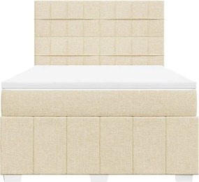 vidaXL Κρεβάτι Boxspring με Στρώμα Κρεμ 140x190 εκ. Υφασμάτινο