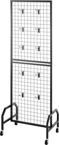 VEVOR Grid Wall Panel 600 x 1640 mm Wire Display Rack with Wheels and 10 Hooks