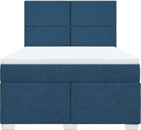 vidaXL Κρεβάτι Boxspring με Στρώμα Μπλε 140x190 εκ. Υφασμάτινο