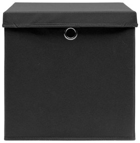 Κουτιά Αποθήκευσης με Καπάκια 10τεμ Μαύρα 32x32x32εκ Υφασμάτινα - Μαύρο