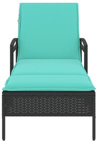 vidaXL Ξαπλώστρα με μαξιλάρι Μαύρη 63x200x81 εκ Πολυ Ρατάν