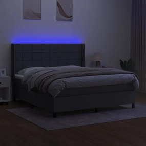 vidaXL LED Κρεβάτι με βάθρο με κεφαλάρι ύφασμα