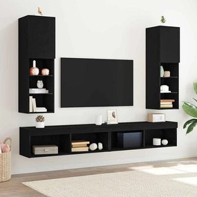 vidaXL Ντουλάπι TV 2 pcs Μαύρο 30.5 x 30 x 102 εκ Επεξεργασμένο ξύλο