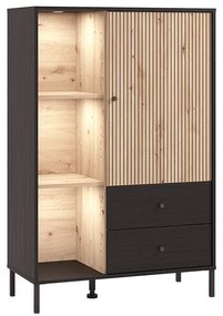 Βιτρίνα Correze 2K2F POP Μαύρος Δρύς - Artisan Oak 87x40x131 εκ.