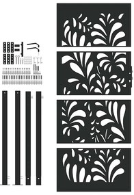 vidaXL Πύλη κήπου Μαύρη 105x205 cm Ατσάλινο σχέδιο κύματος
