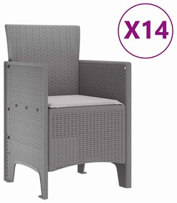 vidaXL Σέτ φαγητού για κήπο 15 pcs Ανοιχτό γκρι Rattan Polt