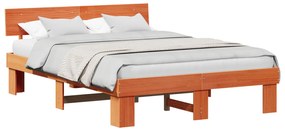 vidaXL Σκελετός Κρεβατιού Καφέ κεριού 150 x 200 cm Μασίφ ξύλο πεύκου