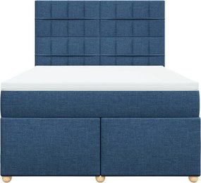 vidaXL Κρεβάτι Boxspring με Στρώμα Μπλε 160x200 εκ. Υφασμάτινο