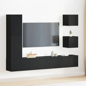vidaXL Σετ Τηλεοπτικής Ντούσας 6 pcs Μαύρη δρυς 160 x 30 x 30.5 εκ.