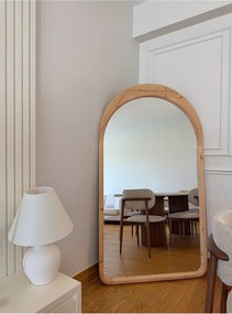 Stewehome Οβάλ καθρέφτης δαπέδου με φυσικό ξύλινο πλαίσιο Πολύχρωμο 180x100 cm