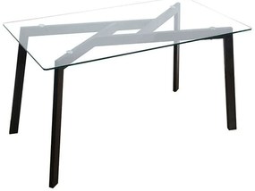 Τραπέζι Spider 02-0484 150x80x76cm Black Μέταλλο,Γυαλί