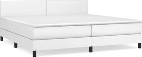 vidaXL Κρεβάτι Boxspring με Στρώμα Λευκό 200x200 εκ. Συνθετικό Δέρμα