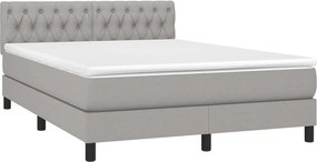 vidaXL Κρεβάτι Boxspring με Στρώμα &amp; LED Αν.Γκρι 140x200 εκ Υφασμάτινο
