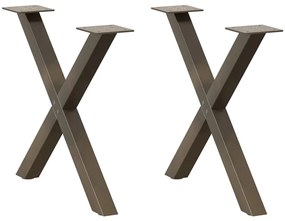 vidaXL Πόδια Τραπεζιού Σαλονιού σε Σχήμα Χ, 2 τεμ. από Φυσικό Ατσάλι 60x(42-43) εκ. Ατσάλι