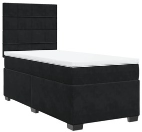vidaXL Κρεβάτι Boxspring με Στρώμα Μαύρο 90x190 εκ. Βελούδινο