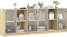 vidaXL Βιβλιοθήκη με Πόρτες Sonoma Δρυς 204x37x75 εκ. Επεξ. Ξύλο