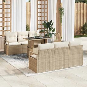 vidaXL Σετ Καναπέ Κήπου 7 pcs μπεζ και κρεμ 100 x 55 x 73 εκ