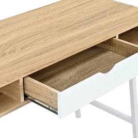 Γραφείο Yamin σε Oak με Λευκό Μεταλλικό Πόδι 120x48x76 εκ. 120x48x76 εκ.