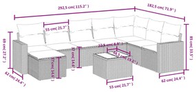 vidaXL Σετ Καναπέ Κήπου 9 τεμ. Μικτό Μπεζ Συνθ. Ρατάν με Μαξιλάρια