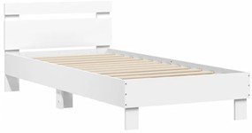 vidaXL Πλαίσιο Κρεβατιού με Κεφαλάρι &amp; λυχνίες LED Λευκό 75 x 190 εκ.