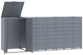 vidaXL Πλαίσιο Κάδων Απορριμμάτων 4 Κάδοι Γκρι 276x79x117 εκ. Ατσάλι