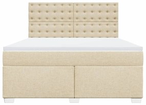 vidaXL Κρεβάτι Boxspring με Στρώμα Κρεμ 180x200 εκ. Υφασμάτινο