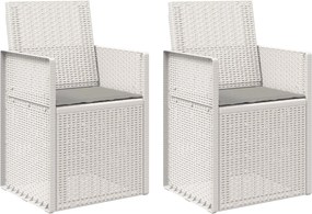 vidaXL Καρέκλες Εστιατορίου Κήπου 2 pcs Λευκό και Ανοιχτό Γκρι PP
