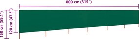 vidaXL Προστατευτικό Αέρα με 6 Πάνελ Πράσινο 800 x 120 εκ. Υφασμάτινο