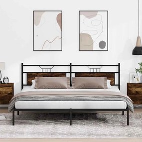 vidaXL Σκελετός Κρεβ. Χωρίς Στρώμα Καπνιστή Δρυς 193x201εκ. Επεξ. Ξύλο