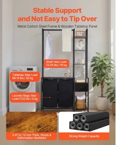 VEVOR 3-Tier Laundry Sorter with Rack Tall Laundry Hamper with Shelves 2 Section