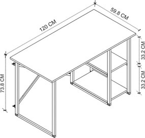 Γραφείο εργασίας Odeon Megapap χρώμα rustic καρυδί 120x59,8x73,8εκ.