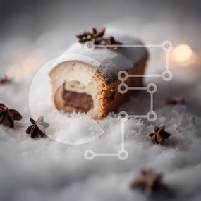 Intra Συλλεκτικό Ξύλινο Παζλ Plywood 4mm - Χιονισμένο ψωμί με διακοσμητικά σε σχήμα αστεριού Σε Ξύλινο Κουτί - Διαστάσεις Puzzle: 10x10 cm – 25 κομμάτια