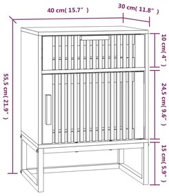 Κομοδίνα 2 τεμ. Μαύρα 40x30x55,5 εκ Επεξεργασμένο Ξύλο &amp; Σίδερο - Μαύρο