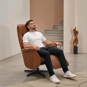 Delta Recliner Tan Leather/Black