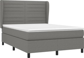 vidaXL Κρεβάτι Boxspring με Στρώμα Σκούρο Γκρι 140x200 εκ Υφασμάτινο