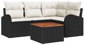 vidaXL Σετ Καναπέ Κήπου 5 pcs Μαύρος, λευκός