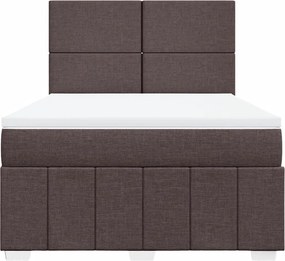 vidaXL Κρεβάτι Boxspring με Στρώμα Σκούρο Καφέ 140x200 εκ Υφασμάτινο
