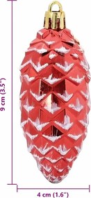 vidaXL Μπάλα από κουκουνάρι Χριστουγέννων 40 pcs Κόκκινο Πλαστικό